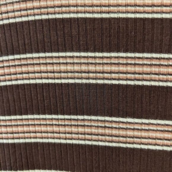 AE soft & sexy ribbed brown striped mock neck cropped tee - Picture 4 of 4